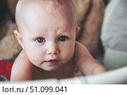 Little One's Gaze Fills the Room From Within Their Crib of Dreams. Стоковое фото, фотограф Aleksandr Golubev / Фотобанк Лори