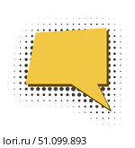 Yellow conversational dialog box in halftone style. Стоковая иллюстрация, иллюстратор Klimiankova Tatsiana / Фотобанк Лори