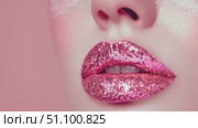 Glamorous makeup tutorial featuring sparkling lip looks with shimmering glitter in a vibrant setting. Стоковое AI-видео, аниматор Ekaterina Ismagilova / Фотобанк Лори