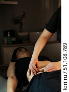 Releasing Tension With Lymphatic Drainage Abdominal Massage at Spa. Стоковое фото, фотограф Aleksandr Golubev / Фотобанк Лори