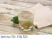 Homemade organic feijoa compote drink. Стоковое фото, фотограф Андрей Старостин / Фотобанк Лори