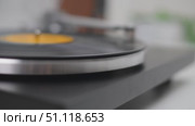 Vinyl Record Spinning On Vintage Turntable. Needle Scratching Grooves Analog Sound. Стоковое видео, видеограф Степанов Григорий / Фотобанк Лори