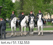 Полиция на лошадях в городе, 2004. Редакционное фото, фотограф Мария Сергеева / Фотобанк Лори