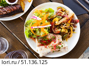 Blue ling fillet with stewed vegetables. French dish. Стоковое фото, фотограф Яков Филимонов / Фотобанк Лори