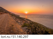 Sunrise on the island of Crete near Spinalonga on a summer. (2019 год). Стоковое фото, фотограф Емельянов Евгений Викторович / Фотобанк Лори