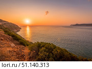 Dawn on the island of Crete near Spinalonga on a summer. (2019 год). Стоковое фото, фотограф Емельянов Евгений Викторович / Фотобанк Лори