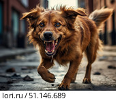 Бешеная собака с оскаленной пастью. Стоковое AI-изображение, AI-художник Наталья Чернова / Фотобанк Лори