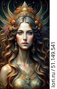 Aphrodite, Goddess of Love, in a Golden Crown. Generative AI. Стоковое AI-изображение, AI-художник Roman Zavorotny / Фотобанк Лори