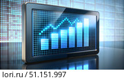 Tablet pc with financial graph on the screen. Стоковое AI-изображение, AI-художник Дмитрий Нечаев / Фотобанк Лори