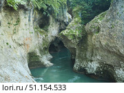View of the canyon or gorge. Unique natural places. A large mountain river sandwiched between rocks. Natural landscape. Стоковое фото, фотограф Наталия Кирсанова / Фотобанк Лори