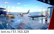 Moscow, Russia, August 20, 2025: Aeroflot aircraft at Sheremetyevo Airport. Стоковое фото, фотограф Igor Skripachev / Фотобанк Лори