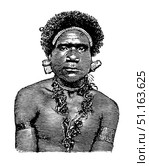 Aboriginal Papuans, illustration from The People's Encyclopedia, Moscow. Russia, 1911. Стоковая иллюстрация, иллюстратор Константин Тимофеев / Фотобанк Лори