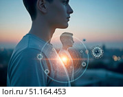 Коронавирус передаётся от человека к человеку воздушно-капельным путём. Стоковое AI-изображение, AI-художник Валерий Иванович Клейменов / Фотобанк Лори