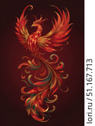 Mythical phoenix bird spreading its vibrant, red and gold wings, embodying rebirth, renewal, and immortality against a dramatic backdrop, perfect for fantasy and legendary themes. Стоковое AI-изображение, AI-художник Юрий Поздников / Фотобанк Лори
