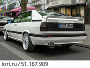 BERLIN - MAY 10, 2025: The compact executive car Audi 80 Quattro, 1980s. Rear view. Classic Days Berlin. Редакционное фото, фотограф Sergey Kohl / Фотобанк Лори