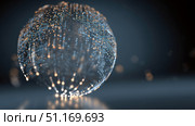 Virtual assistant represented as a glowing orb of data. dot home assistant smarthome speaker. Intelligent home assistant hub, glowing touch interface, minimal style. Стоковое AI-изображение, AI-художник ALLA YURTAYEVA / Фотобанк Лори