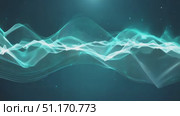 Discover captivating blue sound waves and light patterns flowing through a digital landscape. Стоковое AI-видео, аниматор Данила Большаков / Фотобанк Лори