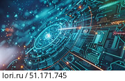 Bright blue digital graphics showcase advanced technology in a captivating, futuristic environment. Стоковое AI-видео, аниматор Данила Большаков / Фотобанк Лори