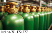 Green oxygen tanks. Bundle of gas cylinder and high pressure gauges, meter, valve. Many argon cylinders with compressed gas for industry, welding. Fuel manufacturing. Liquefied gas production, factory. Стоковое AI-изображение, AI-художник Марина Демидюк / Фотобанк Лори