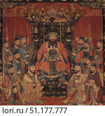 Chinese Emperor seated on a throne. Стоковое AI-изображение, AI-художник Михаил Коханчиков / Фотобанк Лори