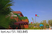 Dubai, UAE - August 24, 2025: UAE flag is fluttering on a flagpole against the blue sky. Редакционное видео, видеограф Оксана Чаюн / Фотобанк Лори