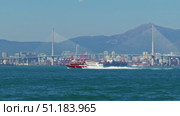 Ferry boats in Hong Kong harbor (2023 год). Стоковое видео, видеограф Михаил Коханчиков / Фотобанк Лори