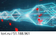 Experience a captivating display of digital data represented through striking blue graphics and fluid motion in a cutting-edge setting. Стоковое AI-видео, аниматор Данила Большаков / Фотобанк Лори