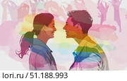 Two individuals share a joyful moment, their expressions capturing a blend of happiness and connection in a colorful artistic representation. Стоковое AI-видео, аниматор Данила Большаков / Фотобанк Лори