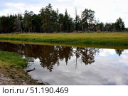 Отражение деревьев в реке. Редакционное фото, фотограф Сергей Рябов / Фотобанк Лори