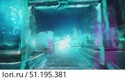 Glide through a mesmerizing futuristic city with neon lights, sleek buildings, and advanced technology, showcasing a vibrant urban landscape at night. Стоковое AI-видео, аниматор Данила Большаков / Фотобанк Лори