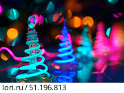 Colorful neon spiral lights with bokeh background. Стоковое AI-изображение, AI-художник Zakharova Natasha / Фотобанк Лори