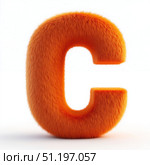 The letter C is made of fuzzy orange fur. Стоковое AI-изображение, AI-художник Ярославский Максим / Фотобанк Лори