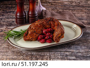 Baked pork sirloin with cornus. Стоковое фото, фотограф Андрей Старостин / Фотобанк Лори