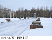 Санкт-Петербург (Россия). Мемориал «Дачное воинское кладбище» в зимним днем. Стоковое фото, фотограф Елена  Попкова / Фотобанк Лори