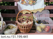 Orthodox consecration of grapes and fruits on the Feast of the Transfiguration of the Lord in August in Russia. Стоковое фото, фотограф irisff / Фотобанк Лори