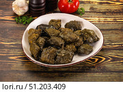 Stuffed dolma - meat in grape leaves. Стоковое фото, фотограф Андрей Старостин / Фотобанк Лори