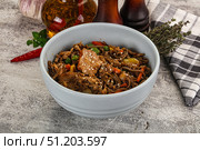 Soba with shredded pork and vegetables. Стоковое фото, фотограф Андрей Старостин / Фотобанк Лори