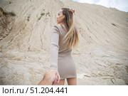 Follow me. Young attractive woman holding a mans hand. Стоковое фото, фотограф Андрей Аркуша / Фотобанк Лори