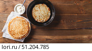 Stack of russian pancakes blini. Стоковое фото, фотограф Ирина Буракова / Фотобанк Лори