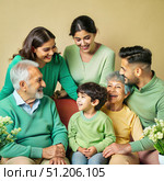 Happy Multigenerational Family Gathers for a Festive Occasion. Generative AI. Стоковое AI-изображение, AI-художник Roman Zavorotny / Фотобанк Лори