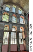 Turkey, Istanbul, the Bazaar district, Kalenderhane mosque (former Byzantine church from the 12th century, converted in mosque in 1453) colorful stained glass Stained glass windows. Decorative colored frames transparent glasses for church cathedral medieval windows recent vector templates. Стоковое фото, фотограф Zita Khasanova / Фотобанк Лори