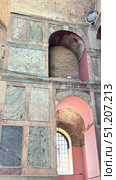 Turkey, Istanbul, the Bazaar district, Kalenderhane mosque (former Byzantine church from the 12th century, converted in mosque in 1453) colorful stained glass Stained glass windows. Decorative colored frames transparent glasses for church cathedral medieval windows recent vector templates. Стоковое фото, фотограф Zita Khasanova / Фотобанк Лори