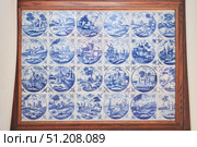 PETERHOF, Russia - May 29, 2021: Interior of the Monplaisir Palace. Architecture of the 18th century. Tile with painting. Редакционное фото, фотограф Наталия Кирсанова / Фотобанк Лори