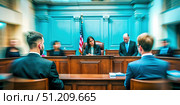 Female Judge Presiding Over Courtroom Proceedings. Generative AI. Стоковое AI-изображение, AI-художник Roman Zavorotny / Фотобанк Лори