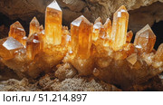 Discover mesmerizing golden crystals thriving in an underground cave, showcasing nature's incredible artistry and geological beauty beneath the surface. Стоковое AI-видео, аниматор Данила Большаков / Фотобанк Лори