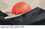 Witness a peaceful sunset illuminating abstract mountains, blending warm colors that evoke calmness and beauty in nature’s landscapes. Стоковое AI-видео, аниматор Данила Большаков / Фотобанк Лори