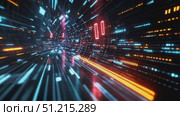 Immerse yourself in a dynamic digital realm where colorful lights and data streams create an awe-inspiring experience at night. Стоковое AI-видео, аниматор Данила Большаков / Фотобанк Лори