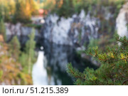 Summer landscape of Ruskeala Park. Turquoise marble canyon. Russia, Republic of Karelia, Ruskeala Village. Стоковое фото, фотограф Photojuli / Фотобанк Лори