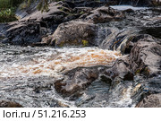 Akhinkoski Waterfalls or Ruskeala Waterfalls on the Tohmajoki River. Russia, Republic of Karelia. Стоковое фото, фотограф Photojuli / Фотобанк Лори