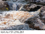 Akhinkoski Waterfalls or Ruskeala Waterfalls on the Tohmajoki River. Russia, Republic of Karelia. Стоковое фото, фотограф Photojuli / Фотобанк Лори